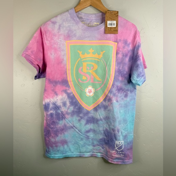 NWT MLS Rainbow Sherbet Real Salt Lake Multi Color Tie-Dye Pastel T-Shirt Size M - Picture 2 of 9